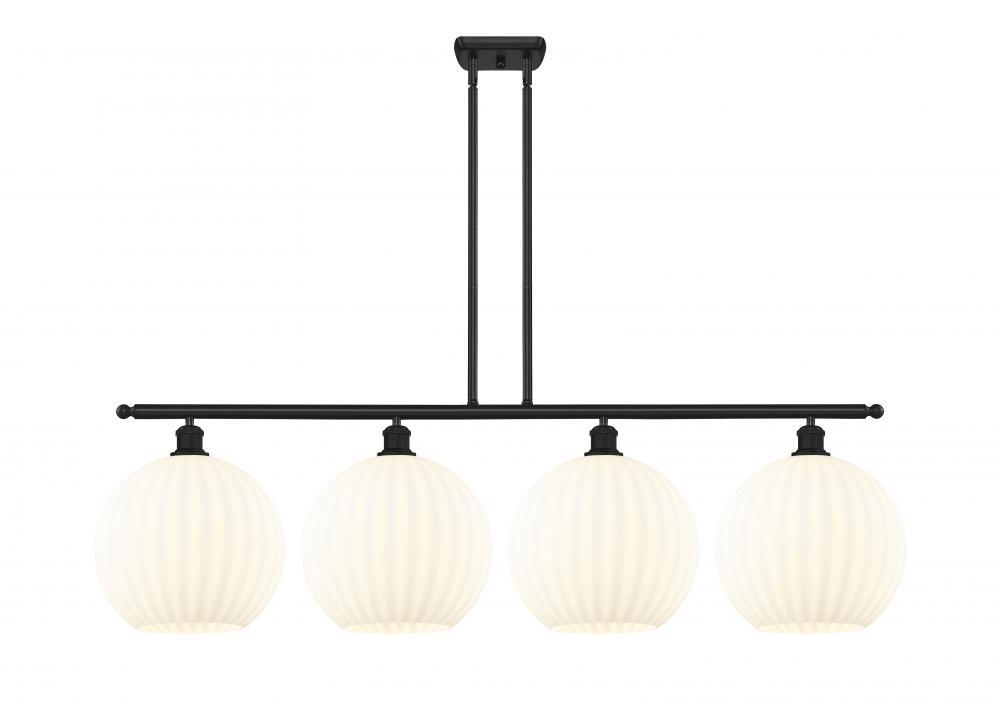 White Venetian - 4 Light - 50 inch - Matte Black - Stem Hung - Island Light