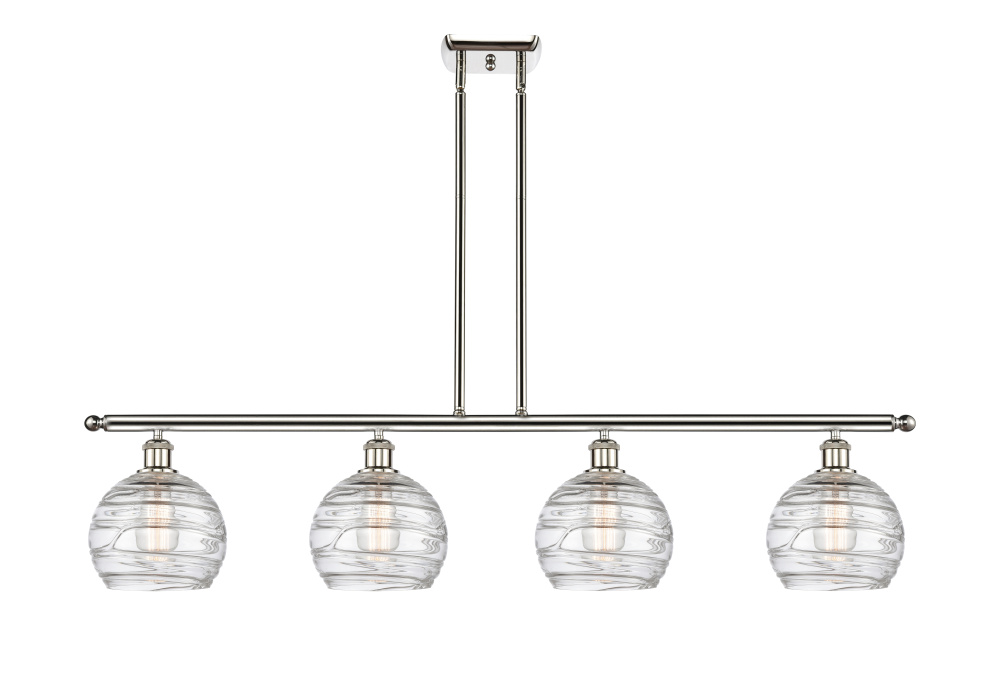 Athens Deco Swirl - 4 Light - 48 inch - Polished Nickel - Stem Hung - Island Light