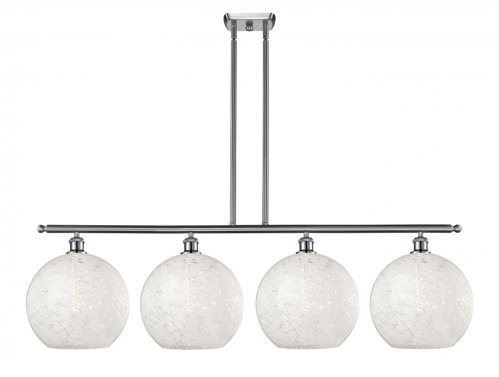 White Mouchette - 4 Light - 50 inch - Brushed Satin Nickel - Stem Hung - Island Light