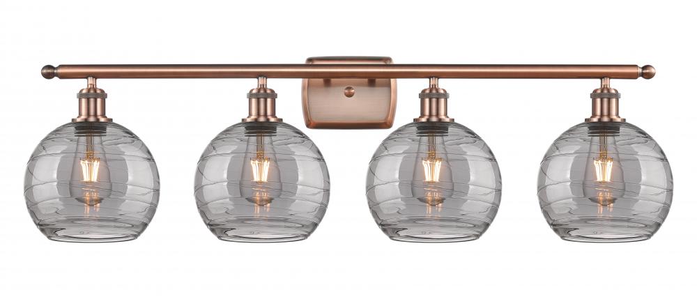 Athens Deco Swirl - 4 Light - 38 inch - Antique Copper - Bath Vanity Light