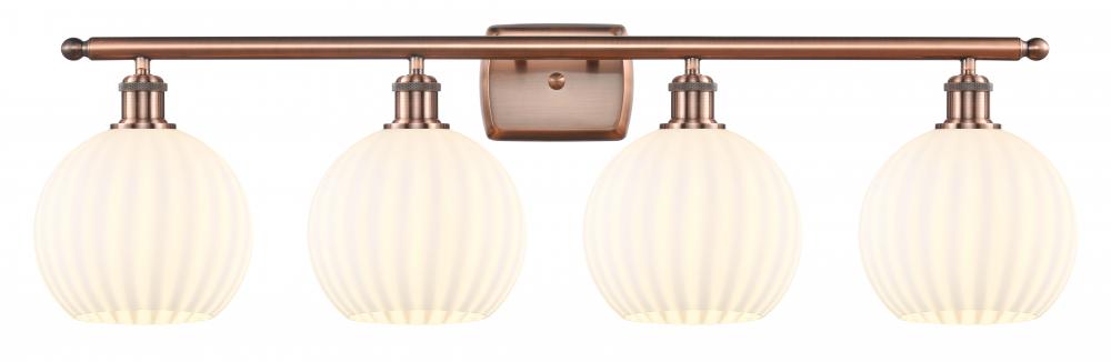 White Venetian - 4 Light - 38 inch - Antique Copper - Bath Vanity Light