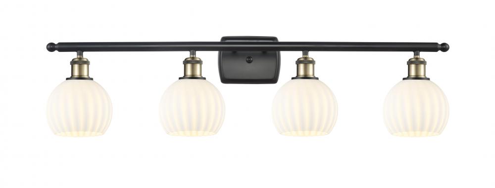 White Venetian - 4 Light - 36 inch - Black Antique Brass - Bath Vanity Light