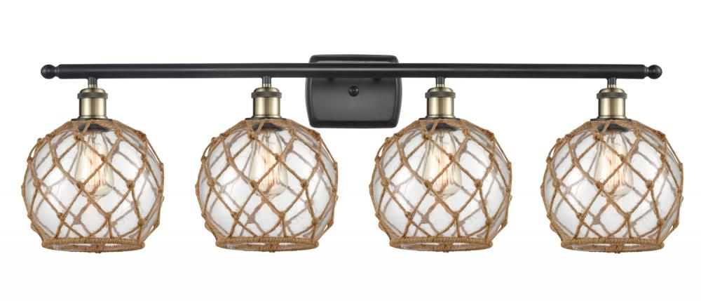 Farmhouse Rope - 4 Light - 38 inch - Black Antique Brass - Bath Vanity Light