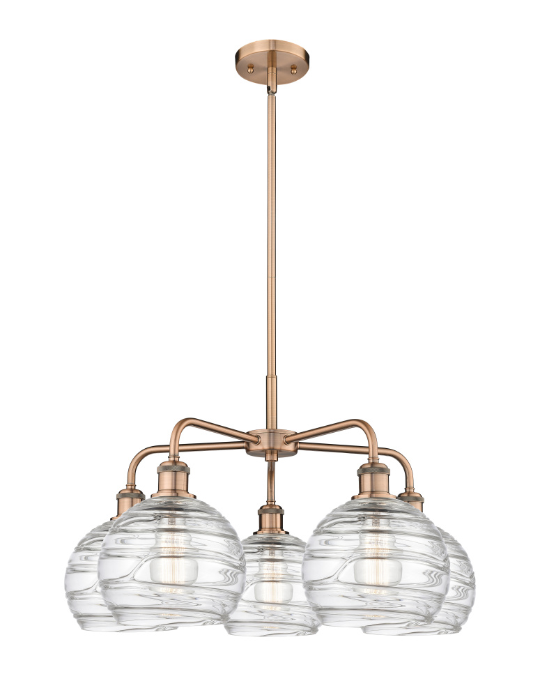 Athens Deco Swirl - 5 Light - 27 inch - Antique Copper - Stem hung - Chandelier