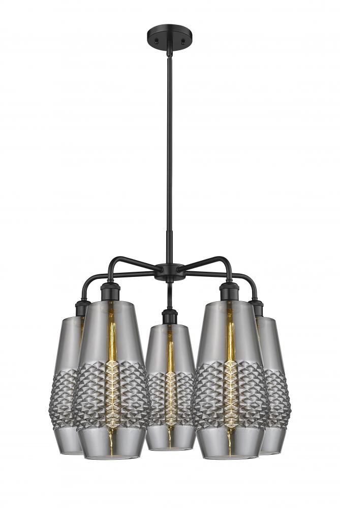 Windham - 5 Light - 25 inch - Matte Black - Chandelier