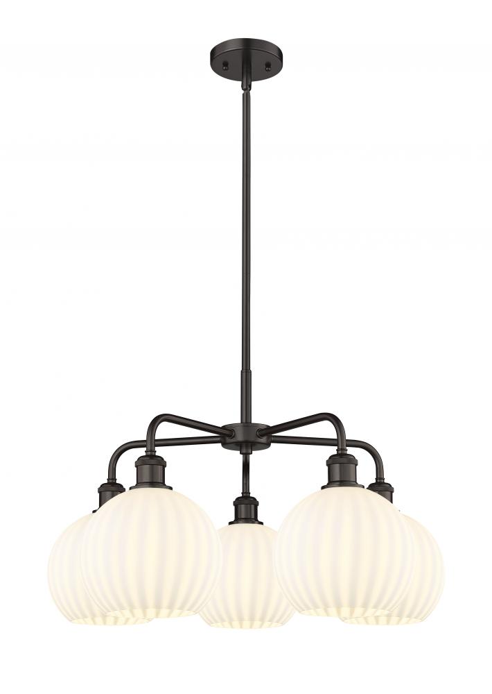 White Venetian - 5 Light - 26 inch - Oil Rubbed Bronze - Chandelier