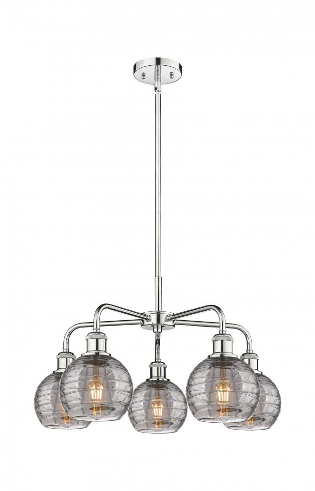 Athens Deco Swirl - 5 Light - 24 inch - Polished Chrome - Chandelier