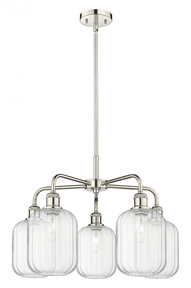 Preston Cylinder - 5 Light - 25 inch - Polished Nickel - Stem hung - Chandelier