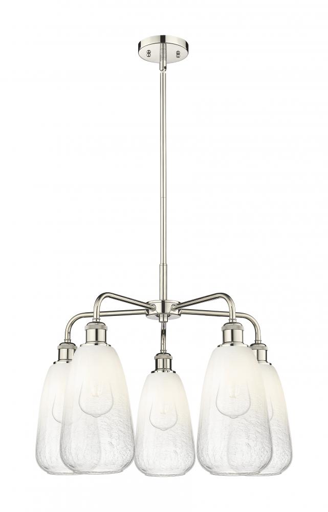 Brookhaven Almond - 5 Light - 25 inch - Polished Nickel - Stem hung - Chandelier