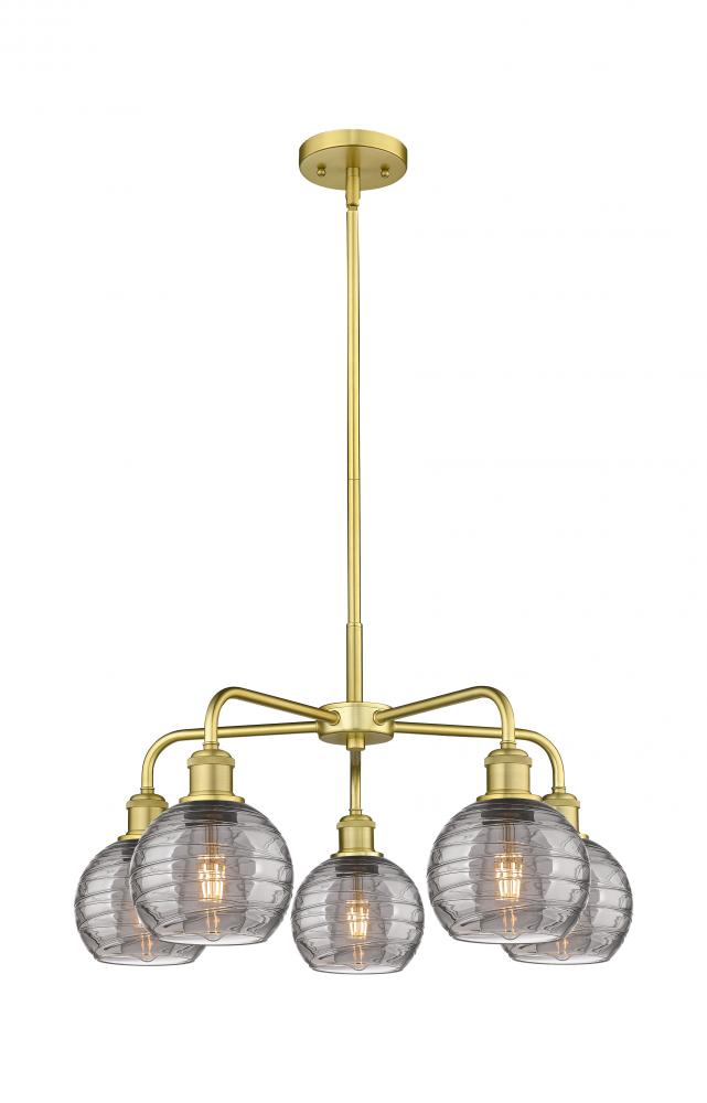 Athens Deco Swirl - 5 Light - 24 inch - Satin Gold - Chandelier