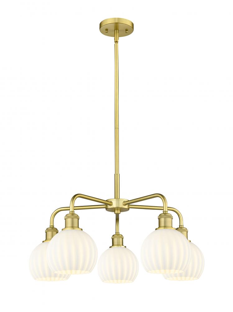 White Venetian - 5 Light - 24 inch - Satin Gold - Chandelier