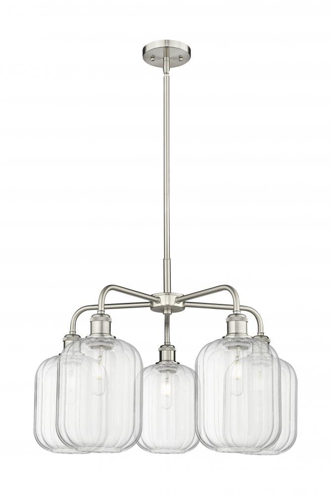 Preston Cylinder - 5 Light - 25 inch - Satin Nickel - Stem hung - Chandelier