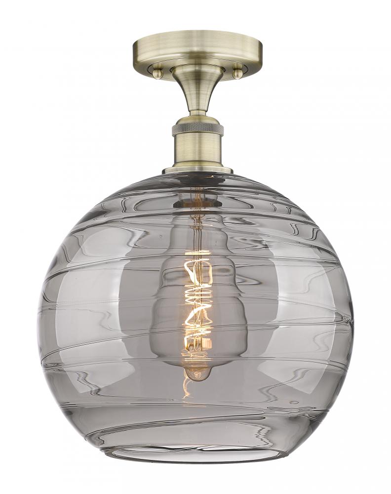 Athens Deco Swirl - 1 Light - 12 inch - Antique Brass - Semi-Flush Mount