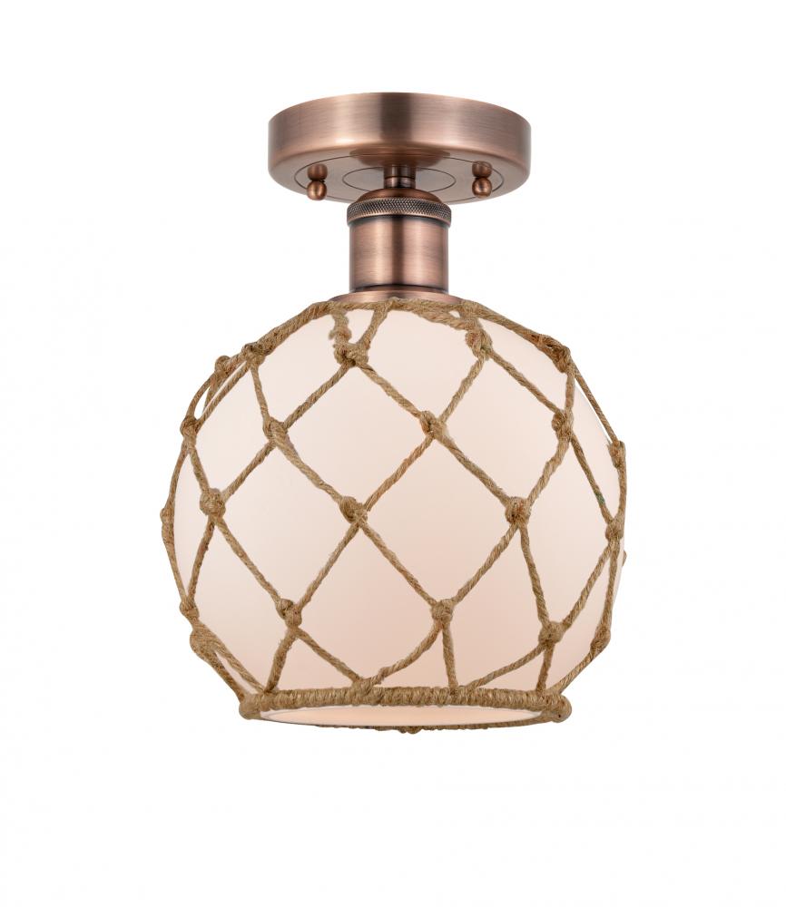 Farmhouse Rope - 1 Light - 8 inch - Antique Copper - Semi-Flush Mount