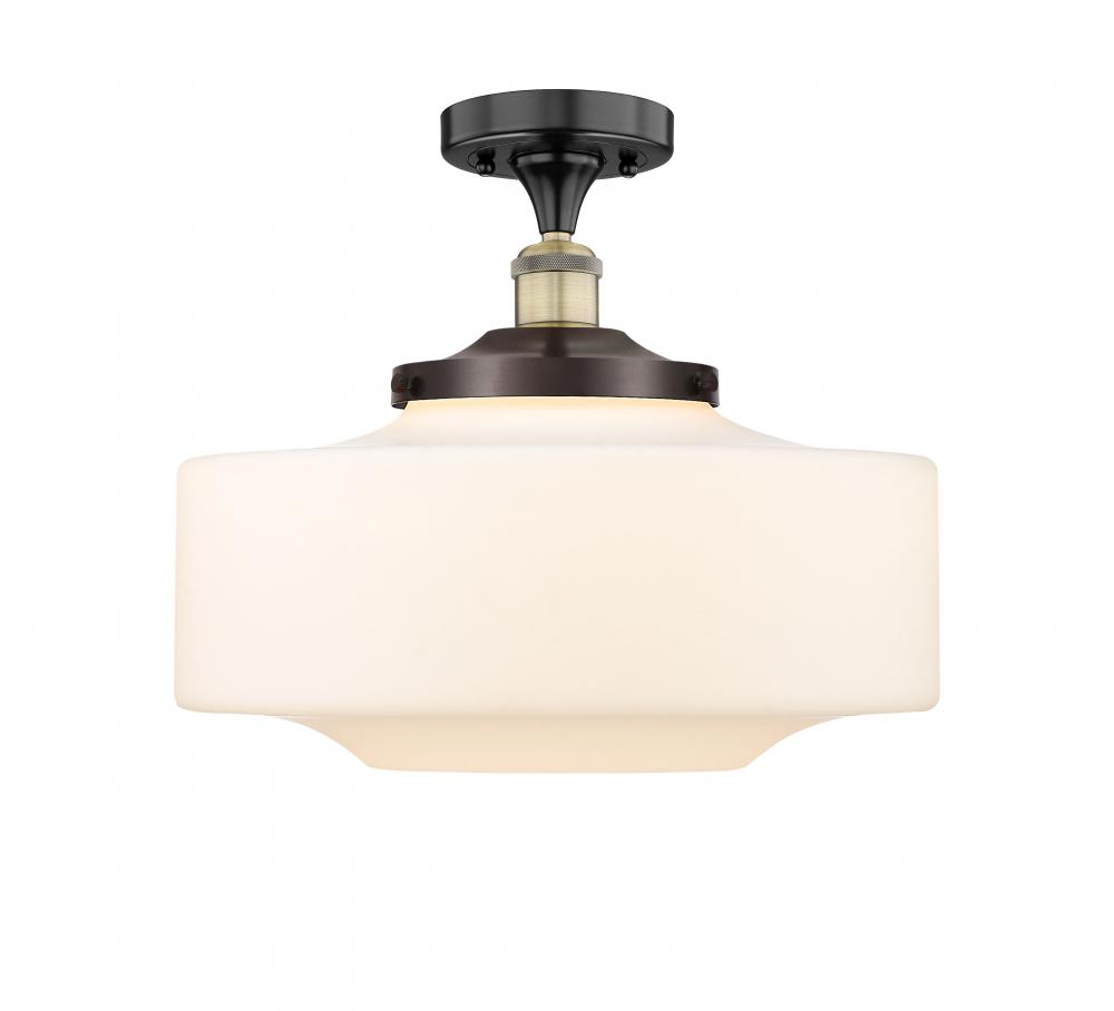 Bridgeton - 1 Light - 16 inch - Black Antique Brass - Semi-Flush Mount