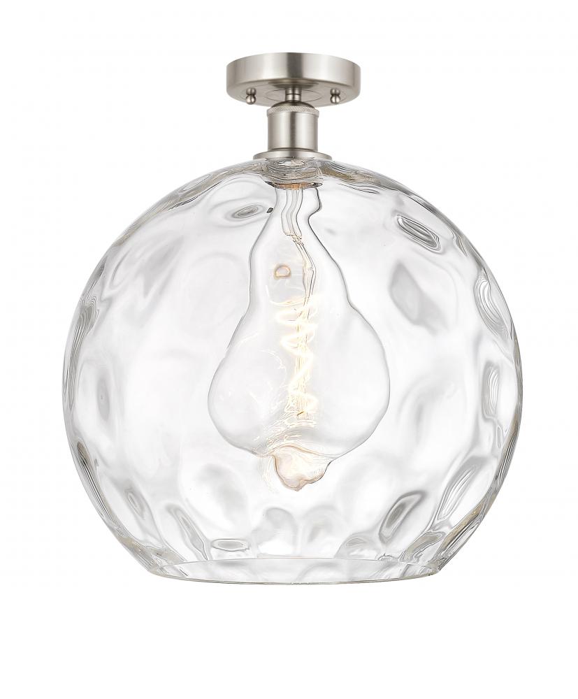 Athens Water Glass - 1 Light - 13 inch - Brushed Satin Nickel - Semi-Flush Mount