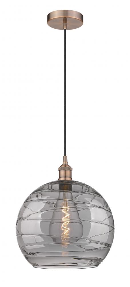 Athens Deco Swirl - 1 Light - 14 inch - Antique Copper - Cord hung - Pendant