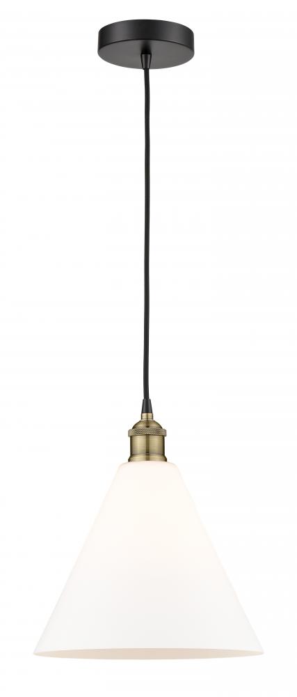 Berkshire - 1 Light - 12 inch - Black Antique Brass - Cord hung - Mini Pendant