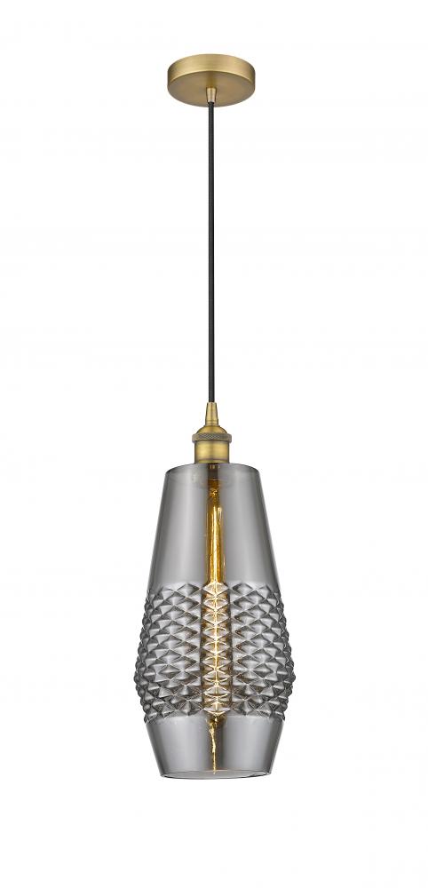 Windham - 1 Light - 7 inch - Brushed Brass - Cord hung - Mini Pendant