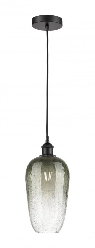 Brookhaven Flute - 1 Light - 7 inch - Matte Black - Cord hung - Mini Pendant