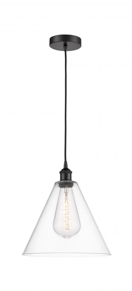 Berkshire - 1 Light - 12 inch - Matte Black - Cord hung - Mini Pendant