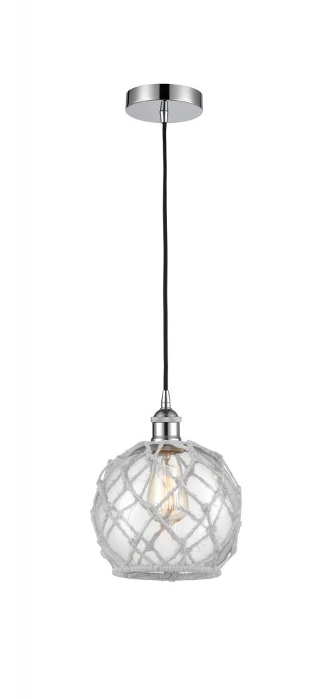 Farmhouse Rope - 1 Light - 8 inch - Polished Chrome - Cord hung - Mini Pendant