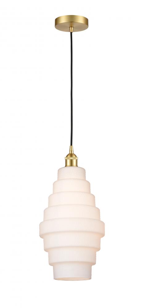 Cascade - 1 Light - 8 inch - Satin Gold - Cord hung - Mini Pendant