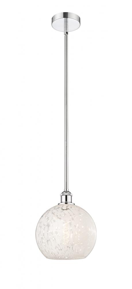 White Mouchette - 1 Light - 10 inch - Polished Chrome - Stem Hung - Mini Pendant