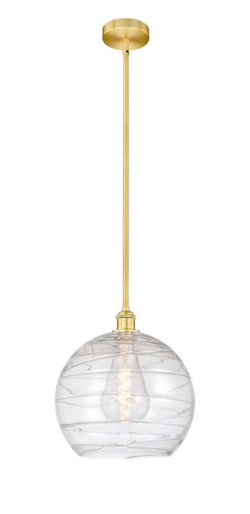 Athens Deco Swirl - 1 Light - 14 inch - Satin Gold - Stem hung - Mini Pendant
