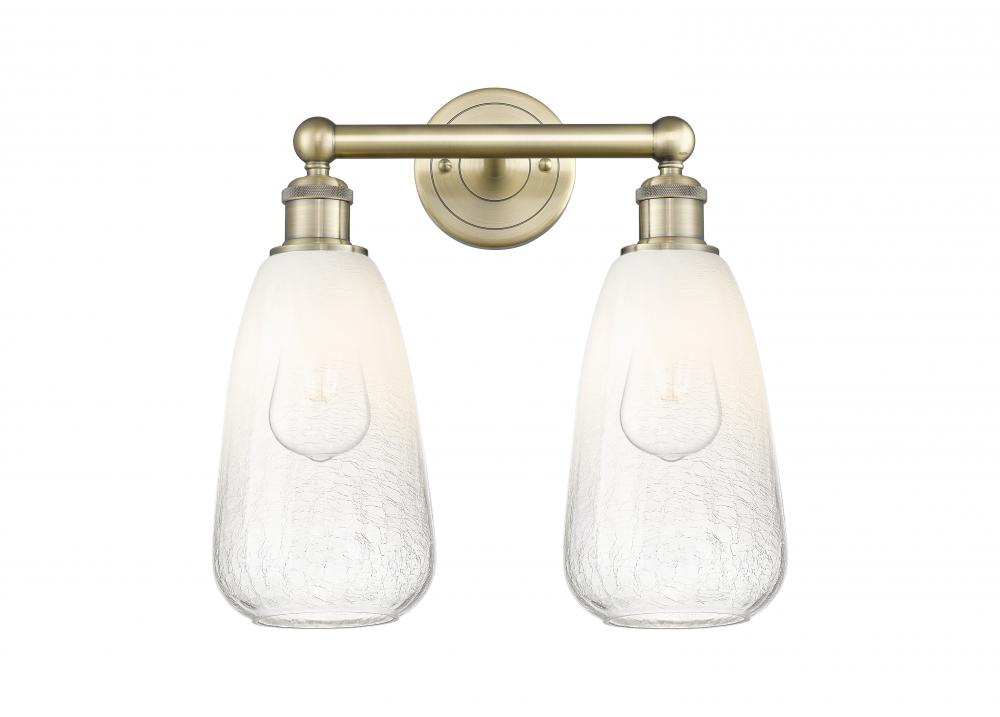 Brookhaven Almond - 2 Light - 15 inch - Antique Brass - Bath Vanity Light