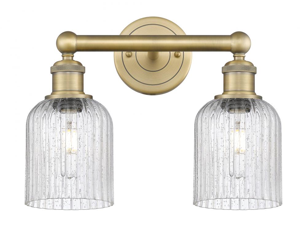 Bridal Veil - 2 Light - 14 inch - Brushed Brass - Bath Vanity Light