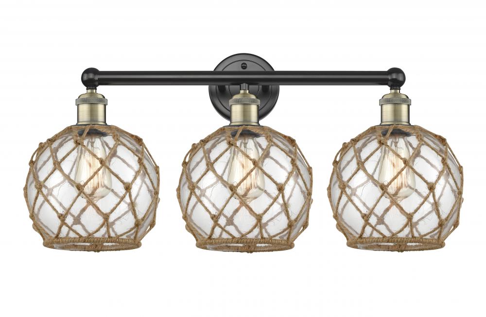Farmhouse Rope - 3 Light - 26 inch - Black Antique Brass - Bath Vanity Light