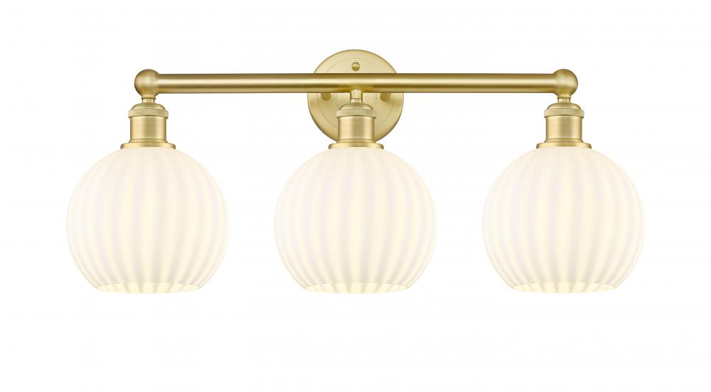 White Venetian - 3 Light - 26 inch - Satin Gold - Bath Vanity Light