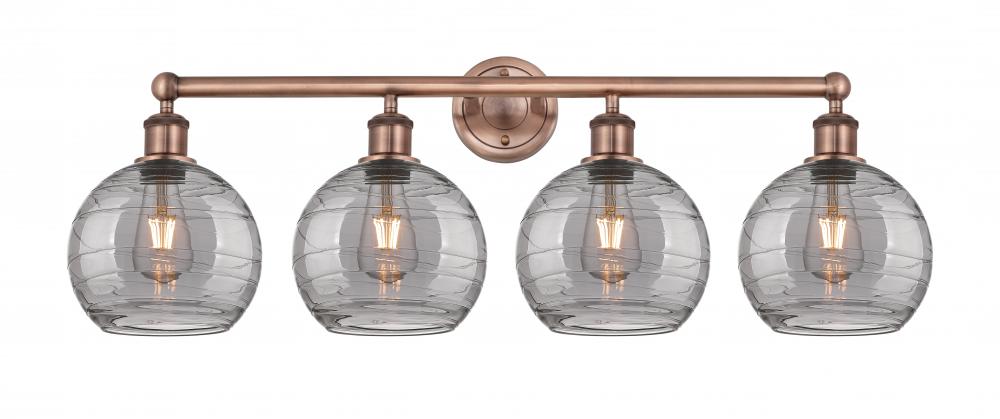 Athens Deco Swirl - 4 Light - 35 inch - Antique Copper - Bath Vanity Light