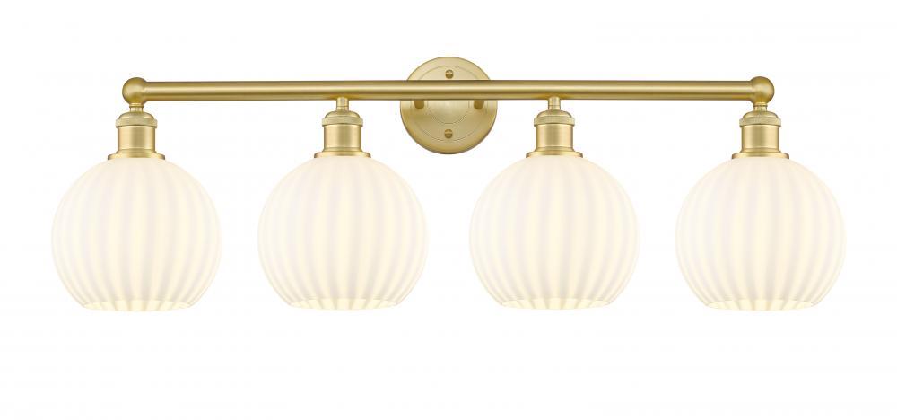White Venetian - 4 Light - 35 inch - Satin Gold - Bath Vanity Light