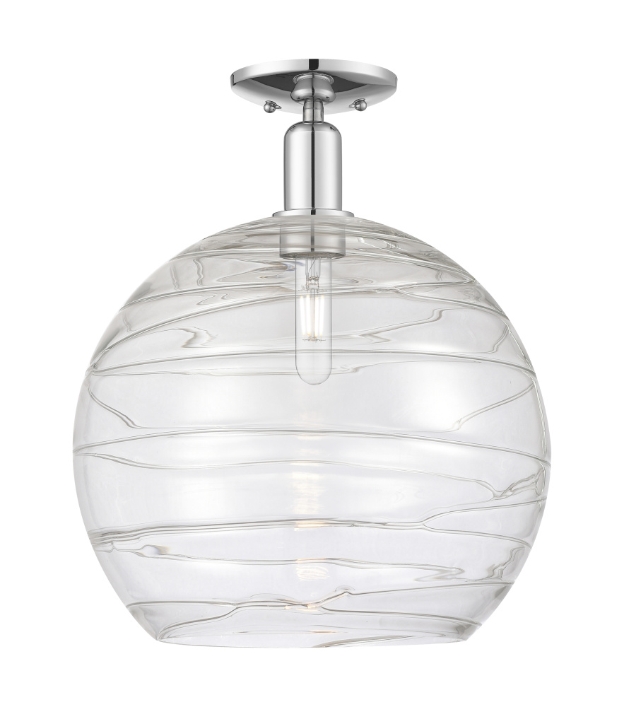 Athens Deco Swirl - 1 Light - 14 inch - Polished Chrome - Semi-Flush Mount