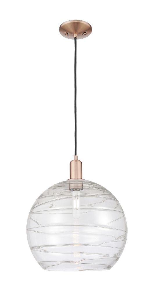 Athens Deco Swirl - 1 Light - 14 inch - Antique Copper - Cord hung - Mini Pendant