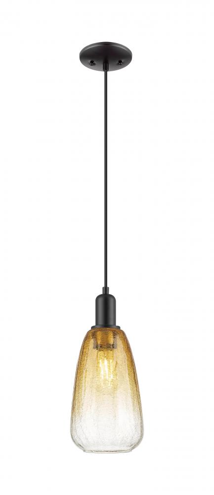 Brookhaven Almond - 1 Light - 6 inch - Matte Black - Cord hung - Mini Pendant