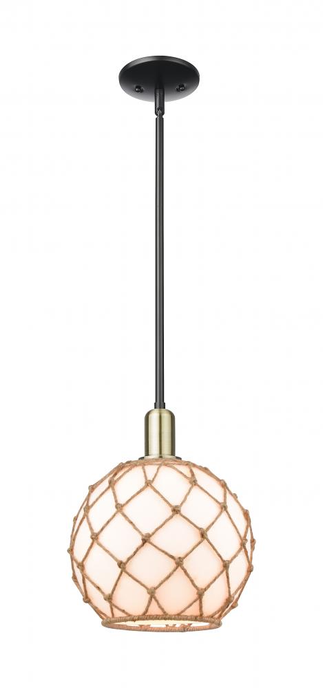 Farmhouse Rope - 1 Light - 10 inch - Black Antique Brass - Stem hung - Mini Pendant