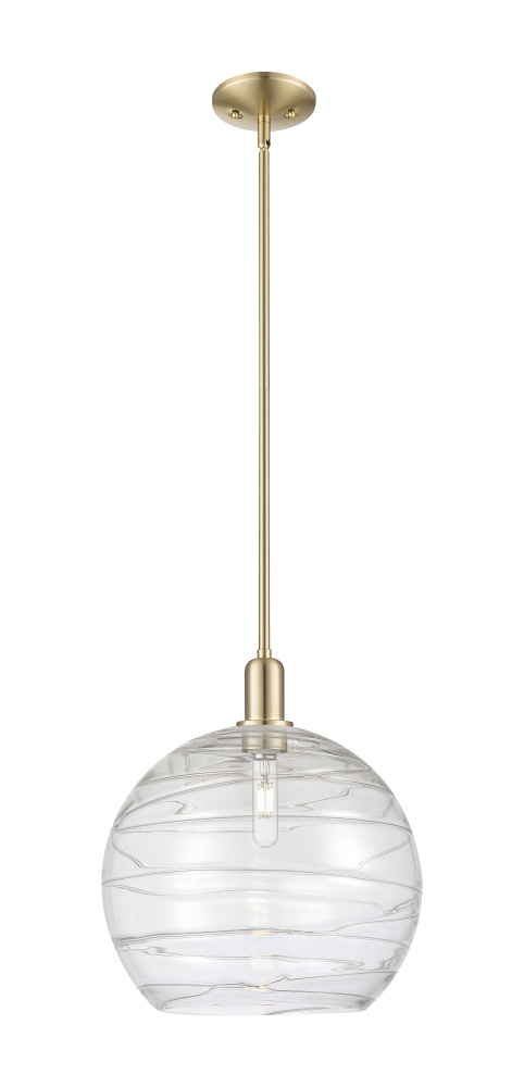 Athens Deco Swirl - 1 Light - 14 inch - Champagne Bronze - Stem hung - Mini Pendant