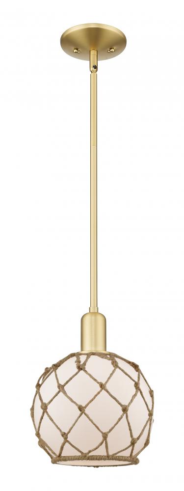 Farmhouse Rope - 1 Light - 8 inch - Satin Gold - Stem hung - Mini Pendant