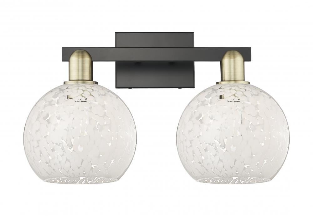 White Mouchette - 2 Light - 19 inch - Black Antique Brass - Bath Vanity Light
