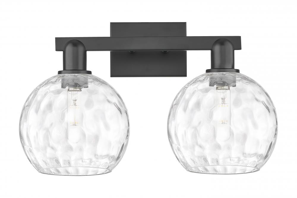 Athens Water Glass - 2 Light - 19 inch - Matte Black - Bath Vanity Light