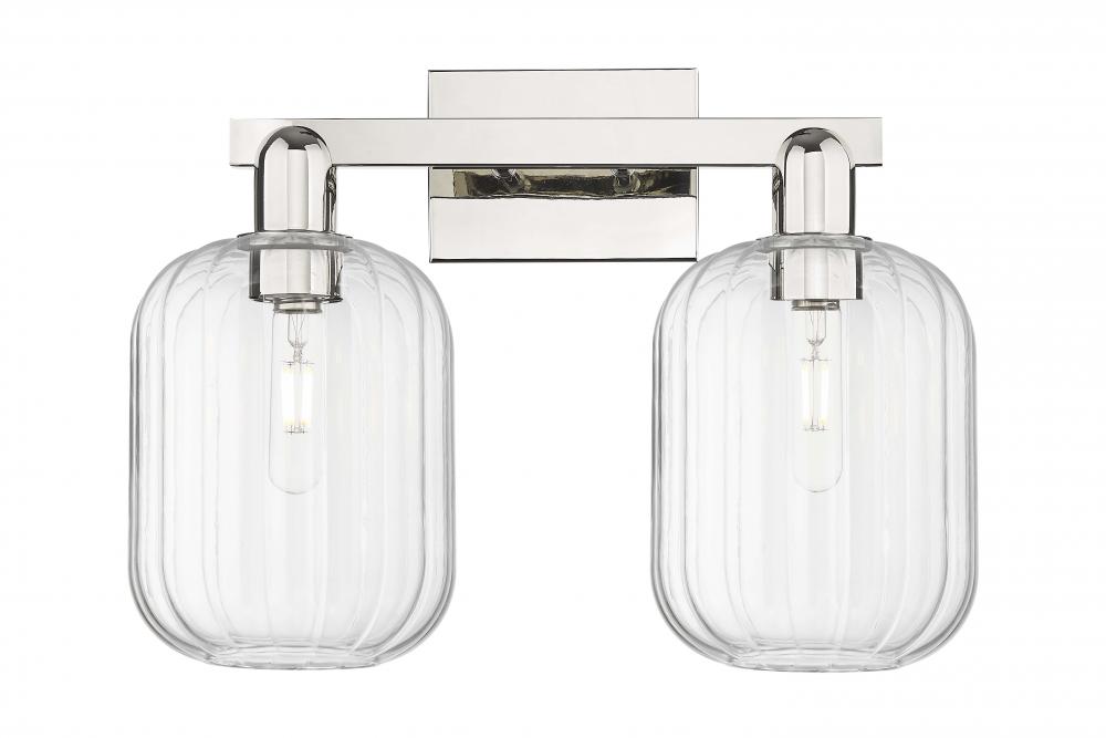 Preston Cylinder - 2 Light - 16 inch - Polished Nickel - Bath Vanity Light