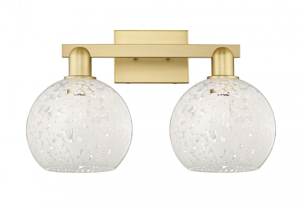 White Mouchette - 2 Light - 19 inch - Satin Gold - Bath Vanity Light