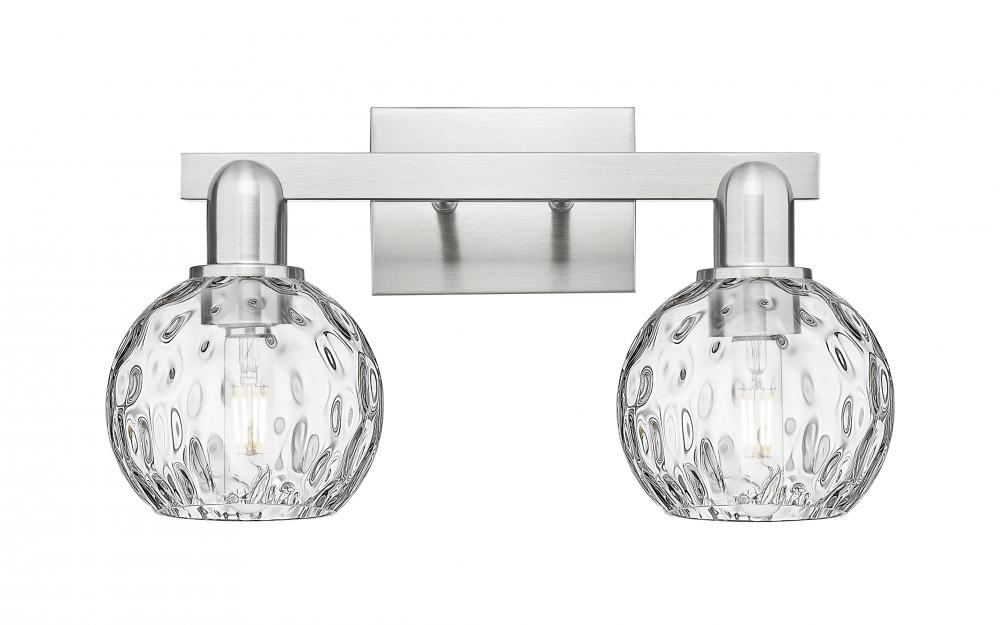 Athens Water Glass - 2 Light - 17 inch - Brushed Satin Nickel - Bath Vanity Light