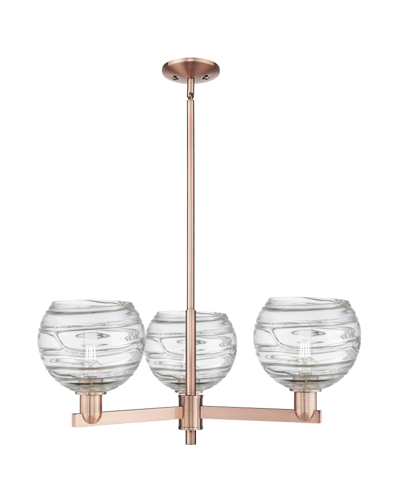 Athens Deco Swirl - 3 Light - 30 inch - Antique Copper - Stem hung - Pendant
