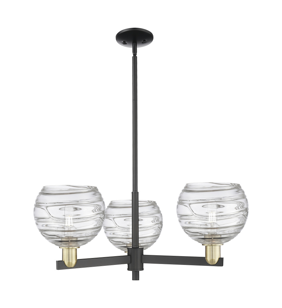 Athens Deco Swirl - 3 Light - 30 inch - Black Antique Brass - Stem hung - Pendant
