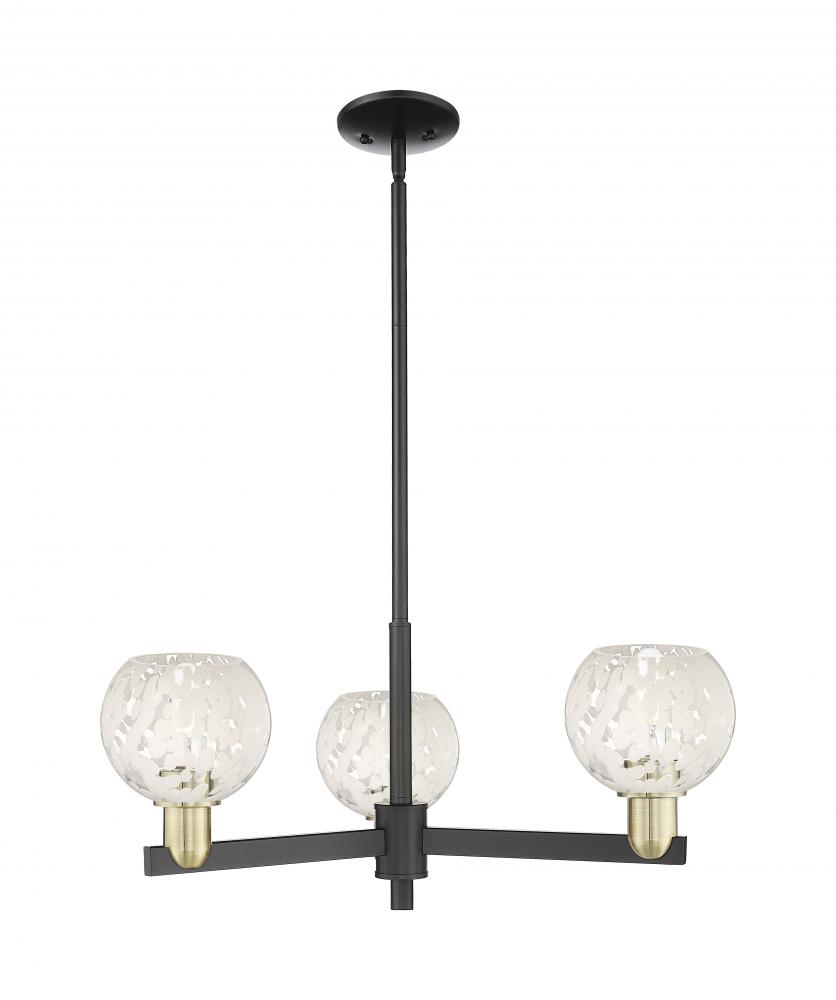 White Mouchette - 3 Light - 28 inch - Black Antique Brass - Stem hung - Pendant