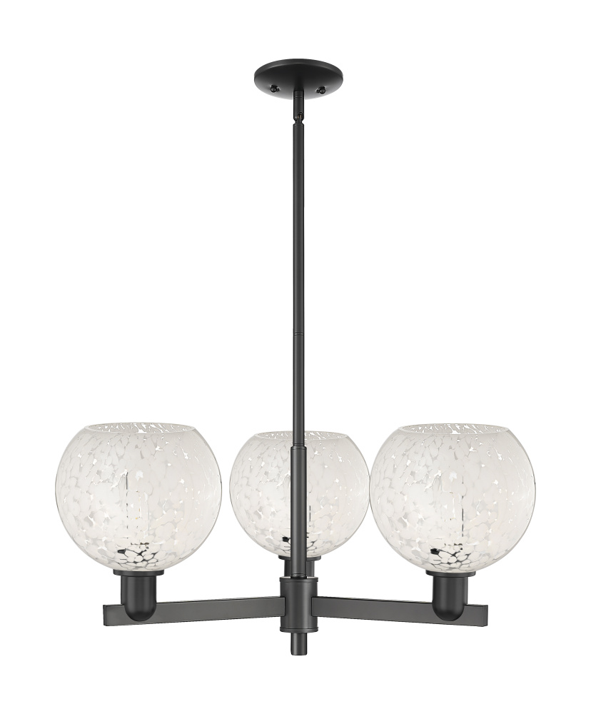 White Mouchette - 3 Light - 30 inch - Matte Black - Stem hung - Pendant